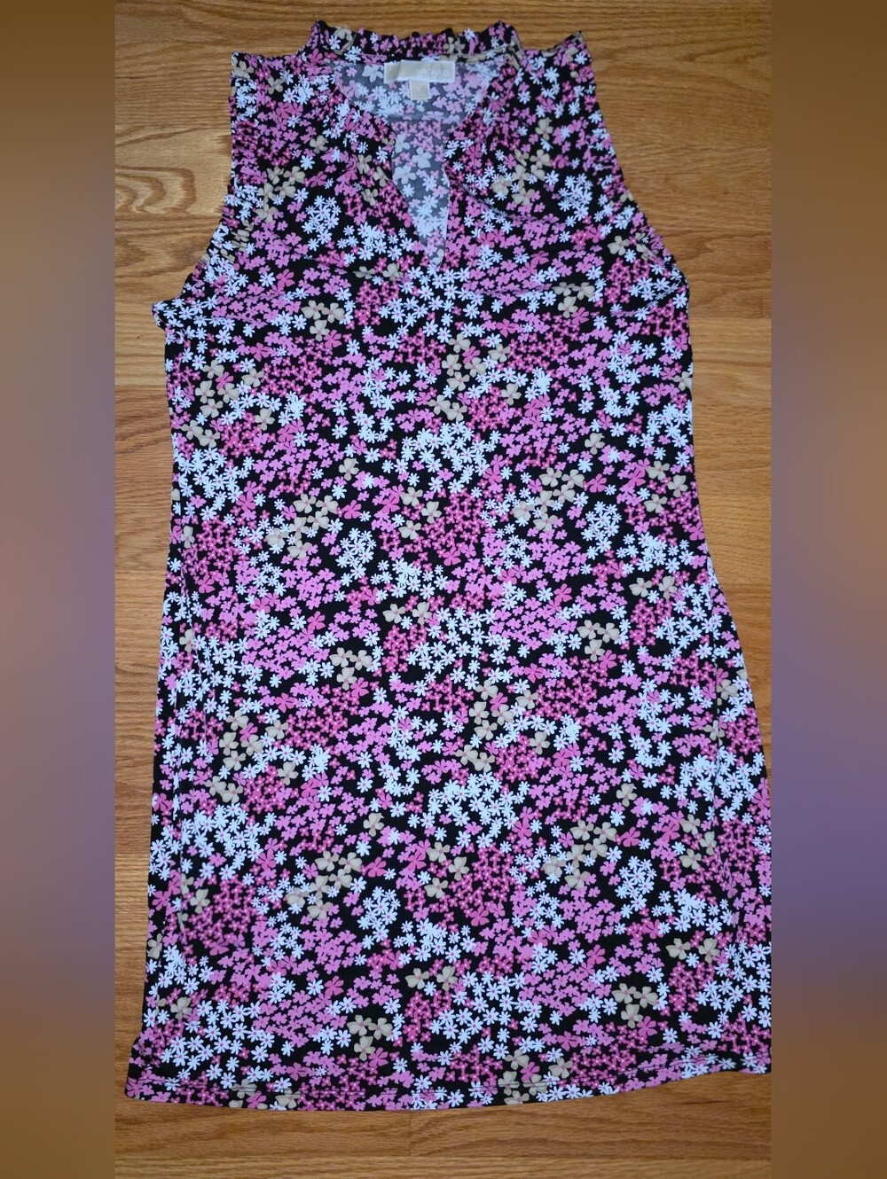 Michael Kors ditsy floral sleveless dress ruffled V-neckline Medium